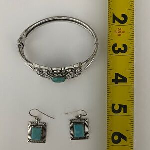 QT Quoc Silver and Turquoise Earrings & Bracelet